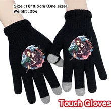 Demon Slayer Kimetsu no Yaiba перчатки зимние теплые сенсорный экран для мальчиков и девочек емкостный вязаный полный палец Косплей рукавицы мультфильм