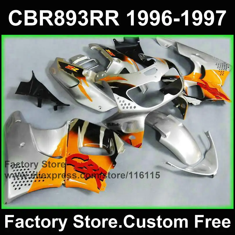 Обтекатель мотоцикла для HONDA 1996 1997 CBR 900RR 893RR 96 97 серебристый оранжевый 893 Обтекатели 7 подарки|Накладки и