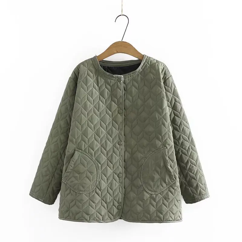 Women Clothing Quilting Parkas Plus Size 2021 Winter New Outerwear Fashion Simple Light-Weight Padded Coat