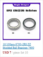 6700 10PCS/100PCS ABEC-5 6700-2RS High quality 6700ZZ 6700 2RS RS 10x15X4 mm Miniature Rubber seal Deep Groove Ball Bearing Ring Gasket