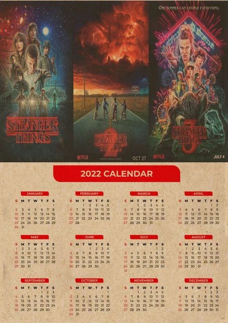 Stranger Things Calendar 2022 Movie Stranger Things Season 3 Kraft Paper 2022 Calendar Poster Picture  House Decorative Painting|Wall Stickers| - Aliexpress