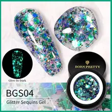 

BORN PRETTY Blue Glitter Sequins Gel Nail Polish Glow In The Dark Shining Nail Art Painting Varnish Luminous Soak Off UV Gel