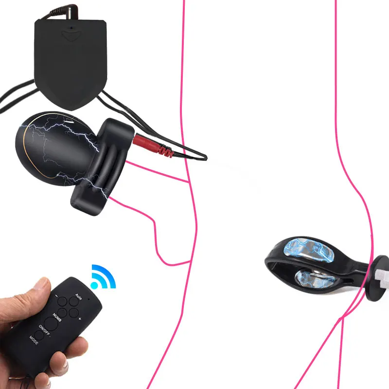 Electro Sex Toys For Men Plug In Electro Cockring Electric Shock Toy Anal Plug Penis Ring Electrotherapy Device Penis Stimulator