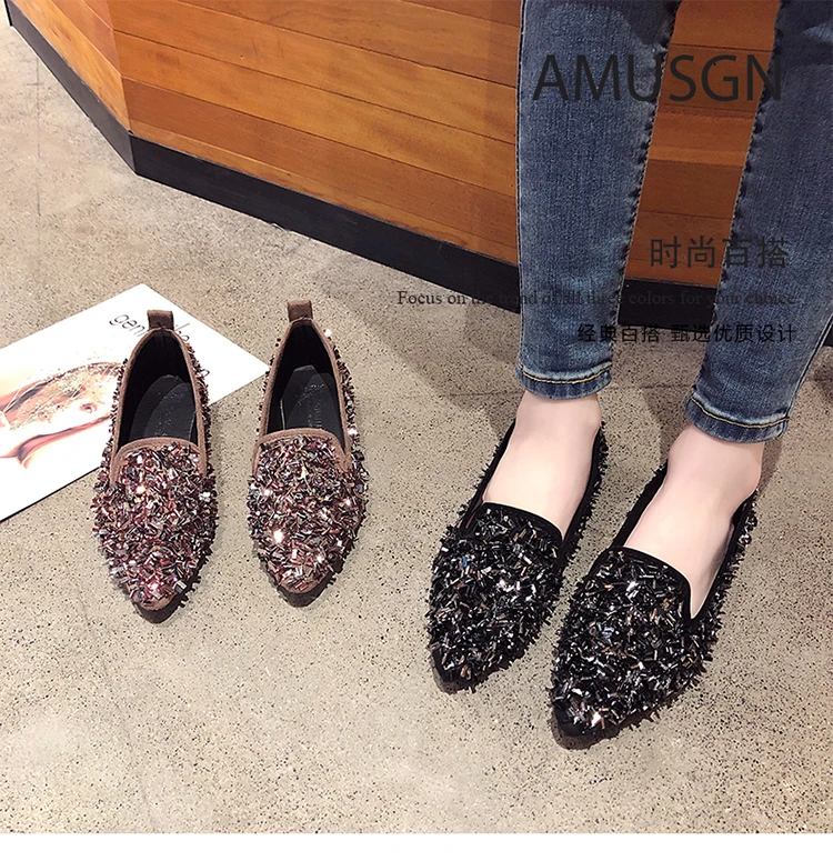 Женская обувь на плоской подошве; модная обувь с острым носком; женские лоферы; летняя модная Милая повседневная обувь на плоской подошве; женская обувь; zapatos mujer; большие размеры 35-40