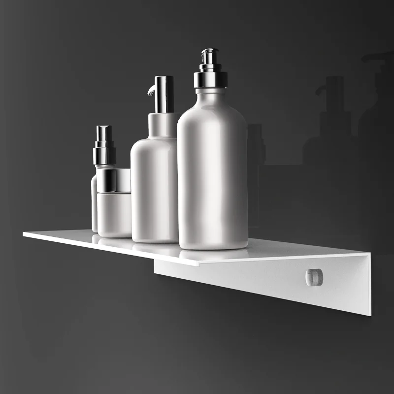 Скандинавские аксессуары для ванной комнаты космические Алюминиевые черные полки для ванной комнаты на кухню стену полку душевой стеллаж 30-60 см длина - Цвет: White-50cm