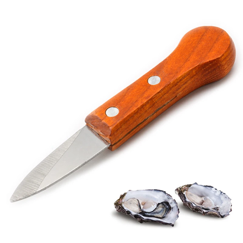 

Stainless steel oyster knife wooden handle Shrimp knife fish scale scraper Seafood tools, shell opener Kitchen accessories