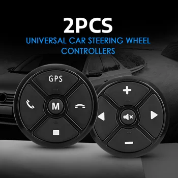 

Universal Car Steering Wheel Control 10-Key Controller Music for DVD GPS Navigation Radio Remote Control Buttons Black 2PCS