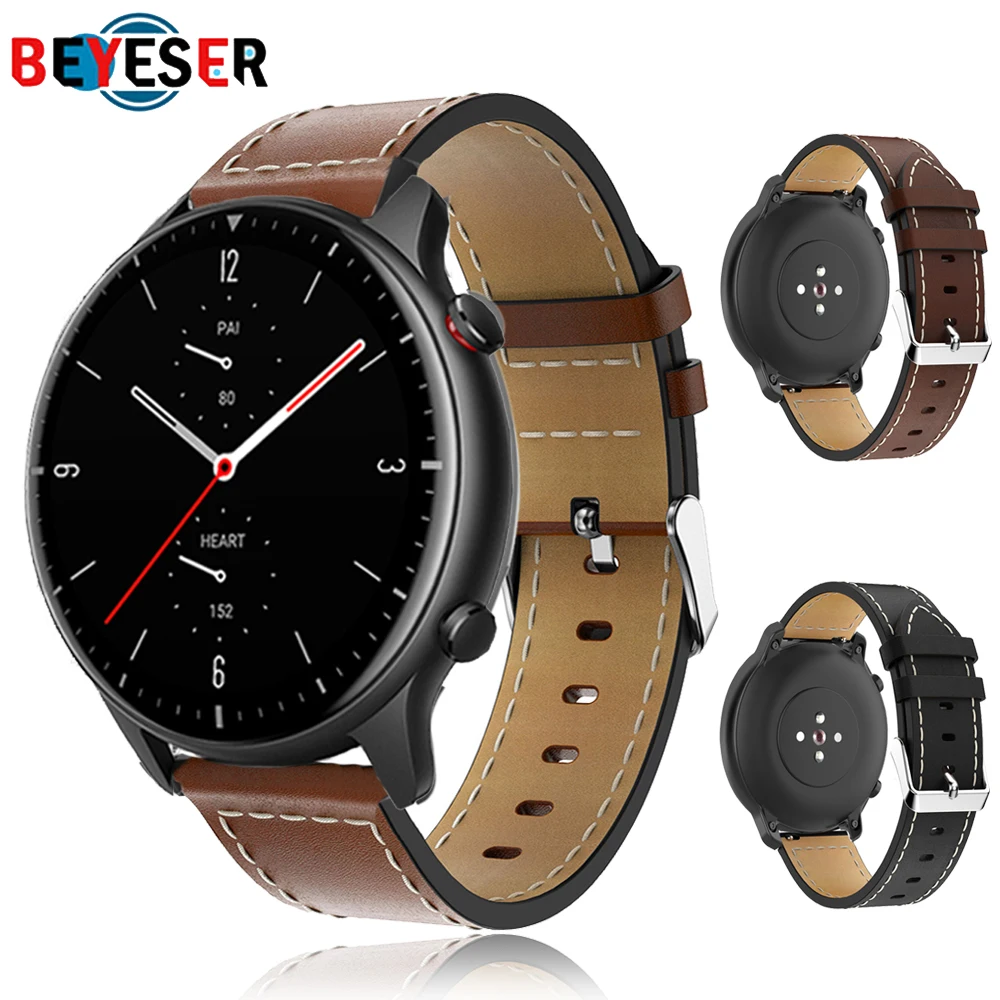 

22mm Leather Watchband Strap For Huawei Watch4/4Pro/3Pro/GT3 SE Smart Watch Replacement Bracelet Wristband For Amazfit GTR4/3