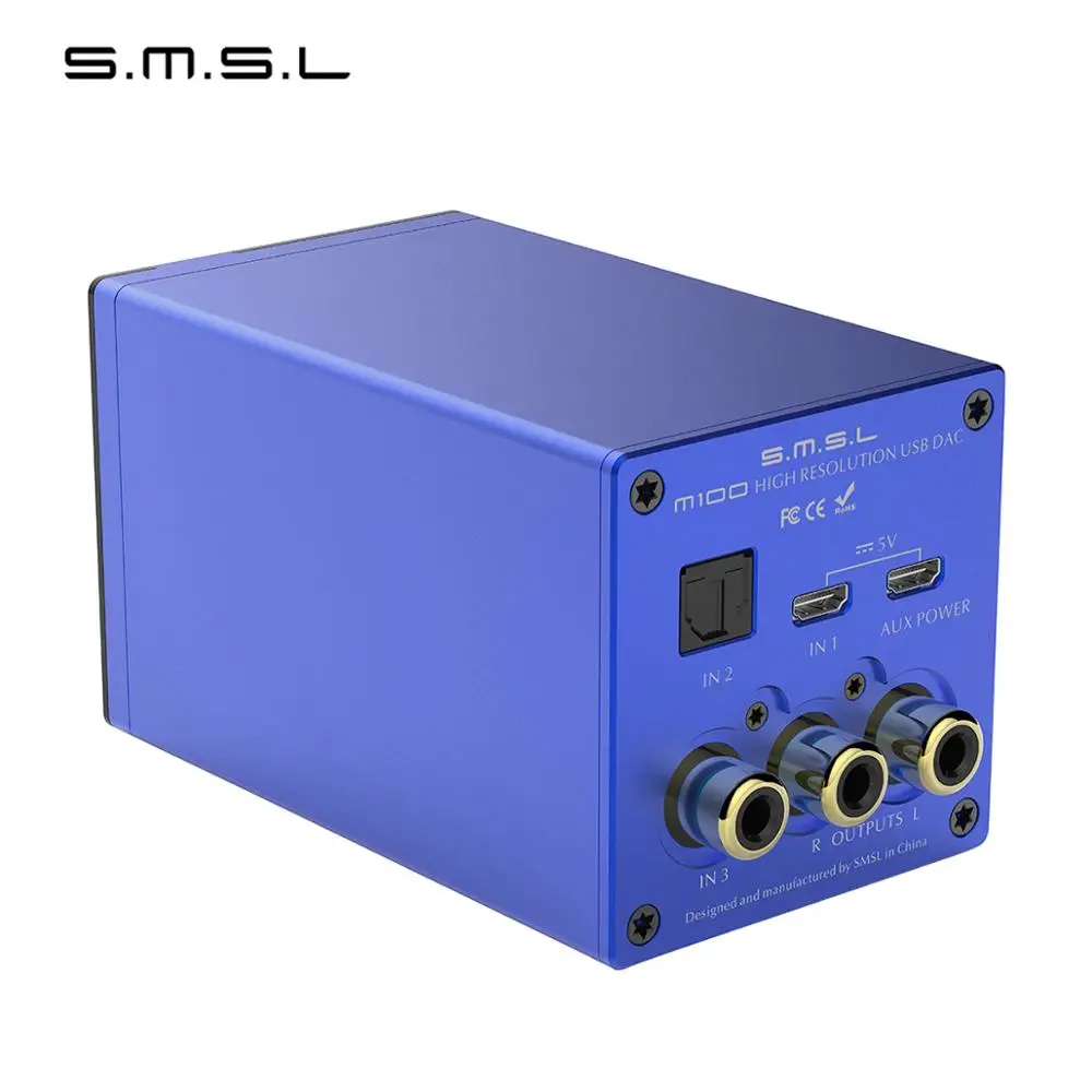 SMSL DAC USB цифро-аналоговый аудио конвертер HiFi AK4452 DSD512 32 бит/768 кГц коаксиальный Оптический OTG Вход AUX мощность M100