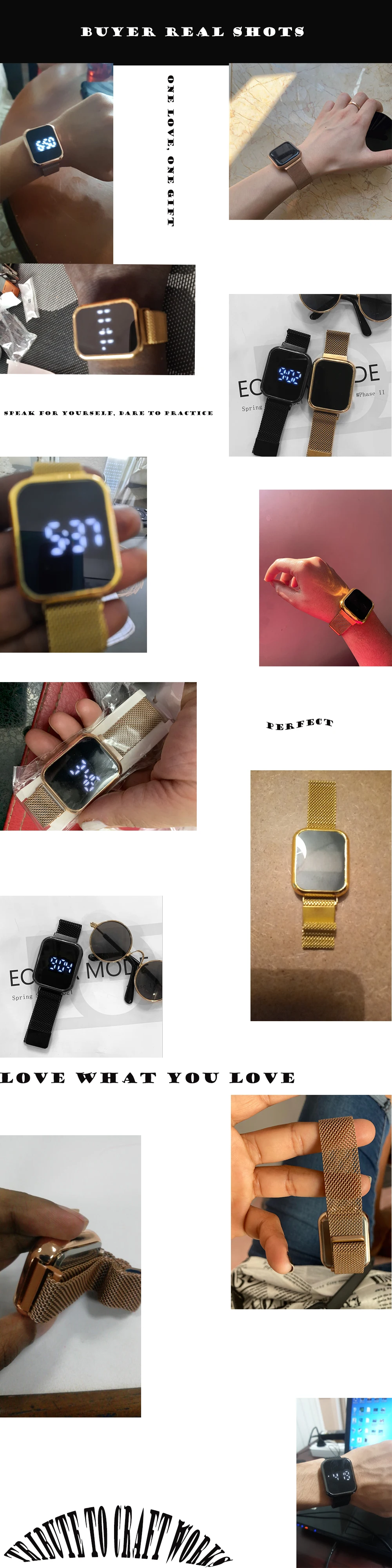 Watch Digital For Women Gold Luxury Fashion Elegant Stainless Steel  Electronic Led Clock Digital Women Watch Gift Montre Femme
