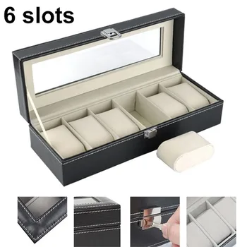 

2/6/10/12 Slots PU Leather Watch Box Case Jewelry Packaging Display Cases Bracelet Organizer Holiday Gift
