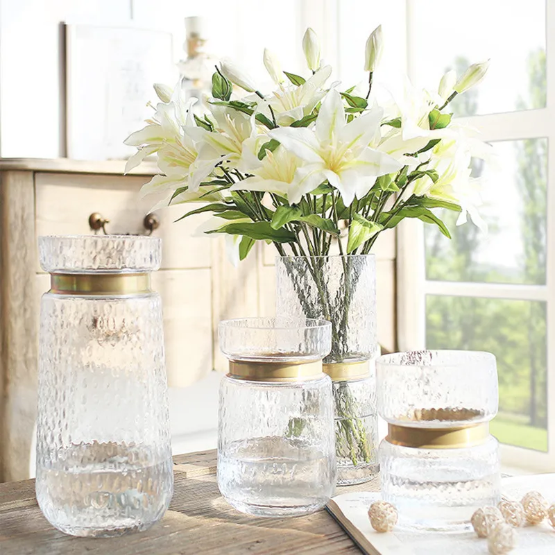 Новый стиль прозрачная стеклянная ваза для гостиной Цветочная композиция офисный Настольный высококачественный декор для студии WSHYUFEI