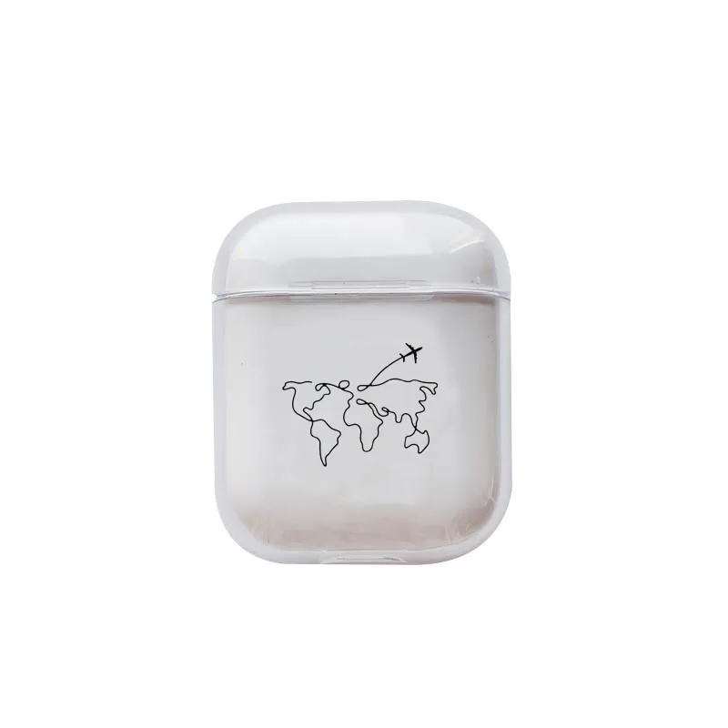 Роскошный чехол с рисунком карты для Apple Airpods, милый прозрачный жесткий Bluetooth защитный чехол для наушников для Air pods, 2 Чехол