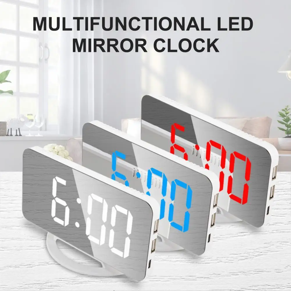ABS 1 Set Useful Snooze Table Mirror Clock Fashion Alarm Clock Digital  for Office 2