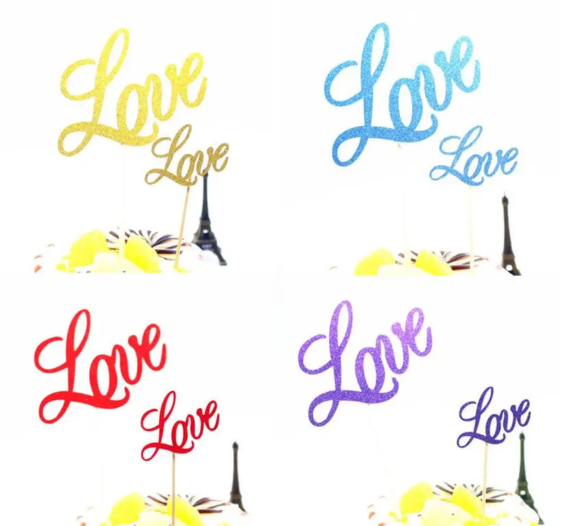 

1pc Multi Colors Love Cake Flag Topper Mini Flags For Wedding Birthday Party Cake Baking Decoration Supplies S/L