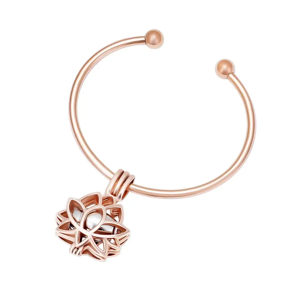 Cremation Jewelry Urn Bracelet for Ashes Lotus Flower Urns Cuff Bangle
