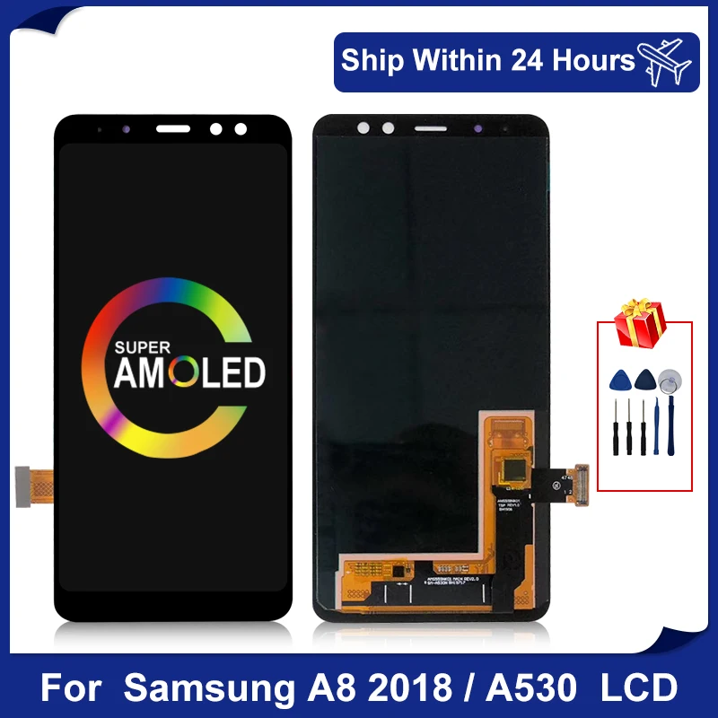 ЖК дисплей 5 6 дюйма Super AMOLED для Samsung Galaxy A530 A8 2018 дигитайзер сенсорный экран A530F A530N детали замены|Экраны