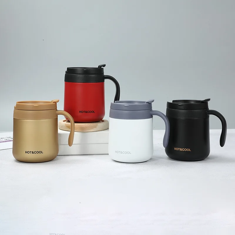 

Simple Office Coffee Cup Efficient Heat and Cold Insulation Mug Stainless Steel Thermos Cup with Handle European Style