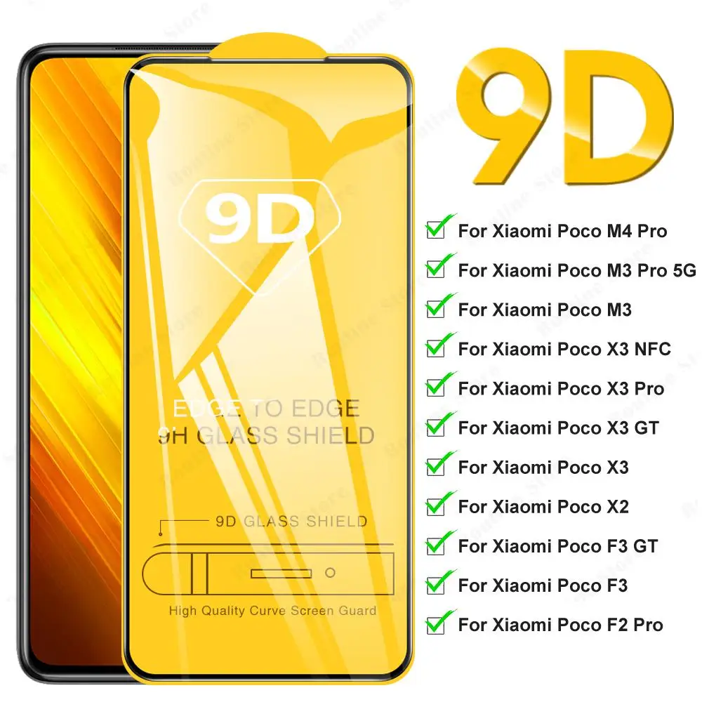 Защитное стекло 9D для Xiaomi Poco M4 Pro 6 дюйма закаленное X3 M3 F3 GT NFC F2 M 4 защитная пленка |