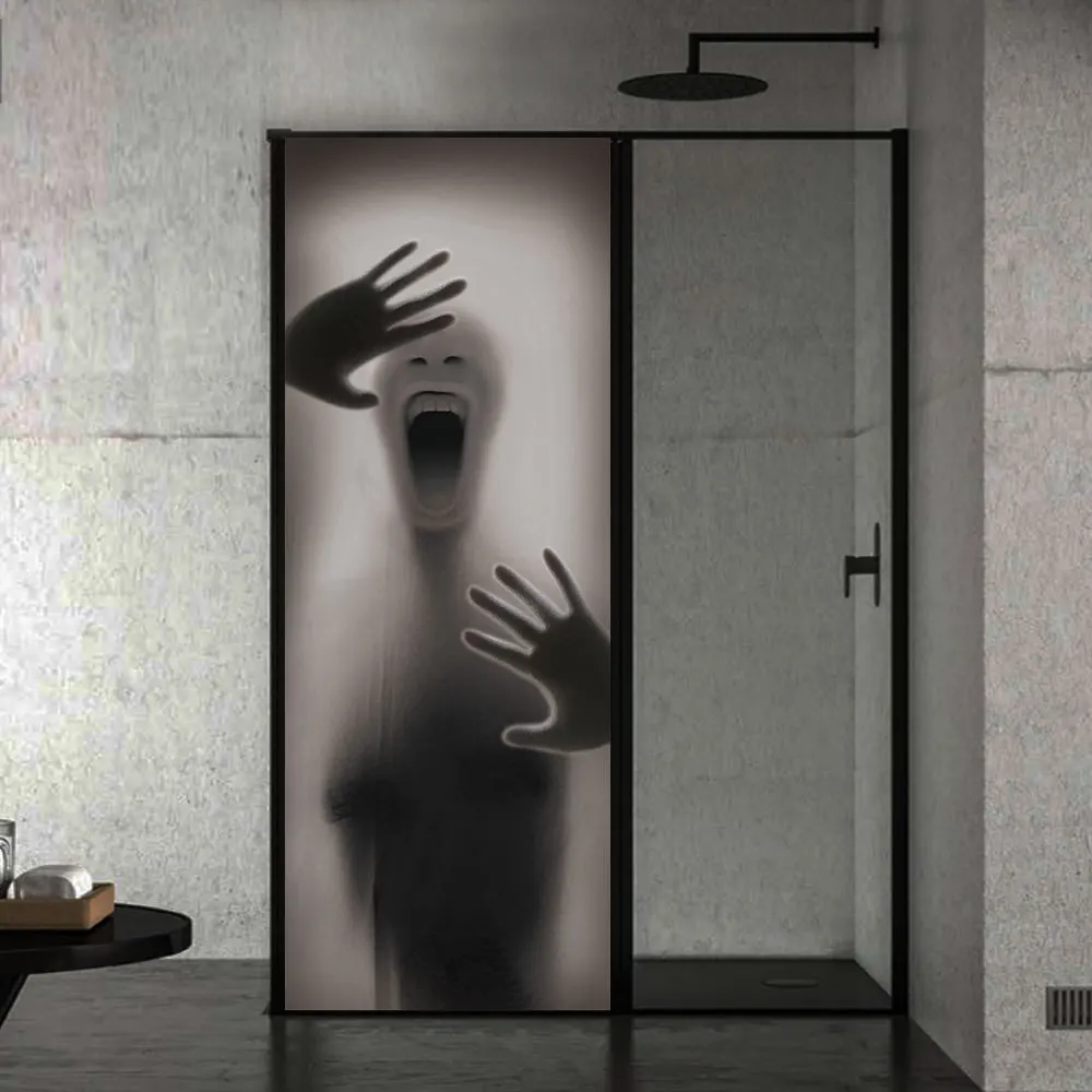 

2 Pcs Horror Photo Creative Halloween Door Sticker Glass Post 3d Door Sticker Personality Door Home Decoration Wall Sticker