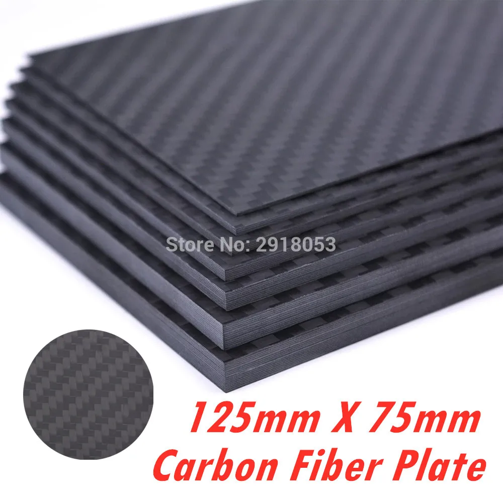 Carbono Fibra Placa Panel Hojas 125mm x 75mm x 2mm Sarga Mate 