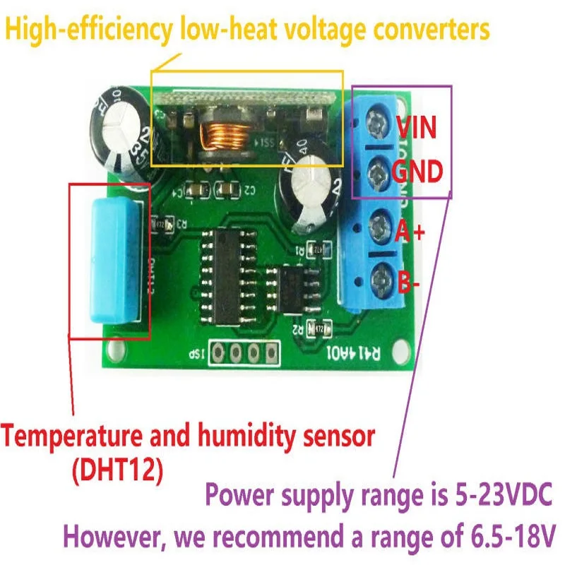 R414A01 DC 5 V-23 V RS485 с протоколом Modbus Rtu ptz-камеры Температура и датчик влажности удаленного сбора монитор заменить DHT11 DHT22 DS18B20 PT100