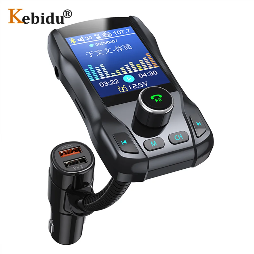Автомобильный MP3 аудио fm-передатчик 5 в 2.4A QC3.0 USB Автомобильное зарядное устройство 1,77 дюймовый экран автомобильный беспроводной Bluetooth комплект громкой связи вращающийся на 350