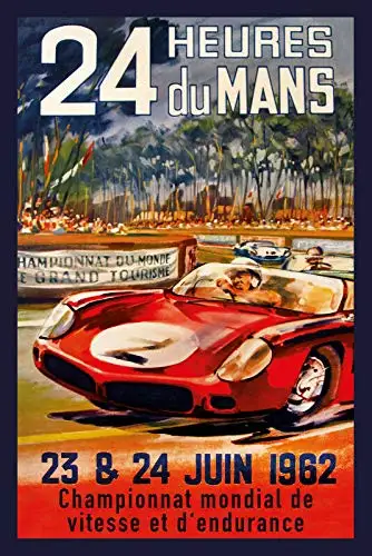 

24 часа Le Mans Race 1962 Ретро металлический жестяной знак 8x12 дюймов Настенный декор