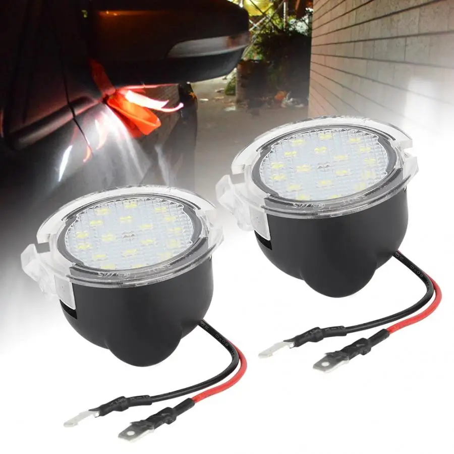 Rear Mirror Lamp 1 Pair White LED Bright Car Rear View Mirror Puddle