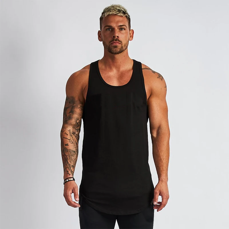 Gyms Tank Tops Men Elastic Cotton Vest O-Neck Gyms Tank Top Men Sleeveless Shirts Muscle Fitness Tops