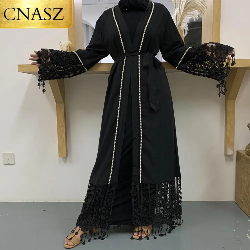 2020 Muslim Abaya Long Lace Tassel ...