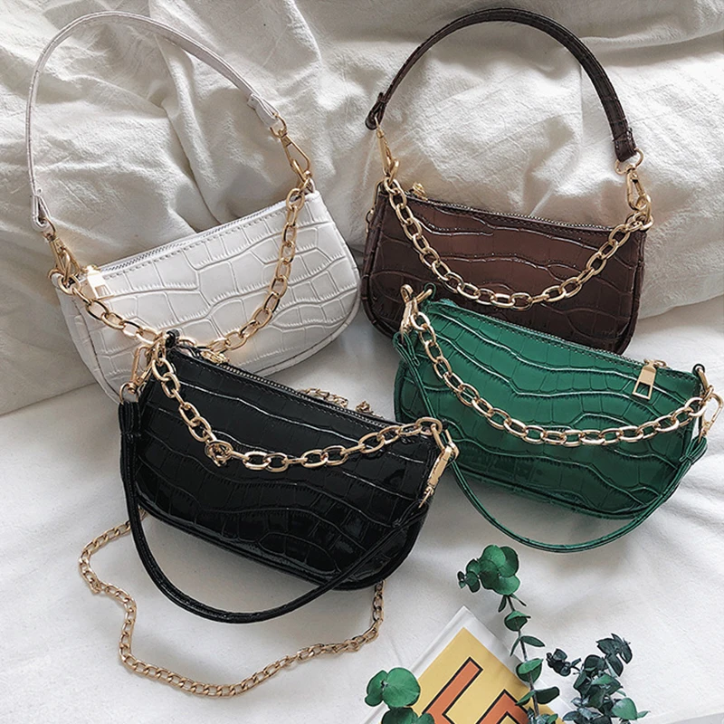 Womens Bags Messenger-Bag Baguette New Trend Luxury Designer Zipper PU Fashion All-Match