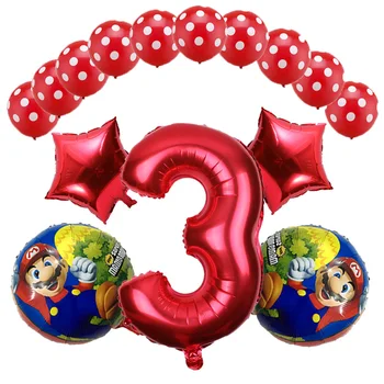 

15pcs Super Mario Balloons 32 inch Red Number Balls Boy Birthday Party Latex Baloon Decor Luigi Bros Mylar For Kids Toy Ballon
