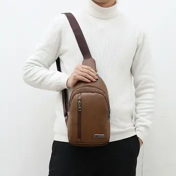 

Men's Casual Sling Chest Cross Bag PU Messenger Casual Shoulder Pack Crossbody Bags 2019 New