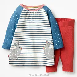 Комплекты одежды для маленьких девочек 100% г., детские платья с длинными рукавами из чесаного хлопка, леггинсы 2019 Bebe, топы с рисунком для