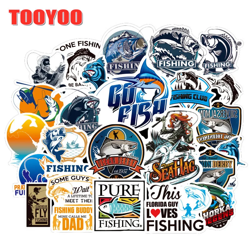 50Pcs/set Cartoon Fisherman Go Fishing Stickers For Guitar DIY TOY Bicycle Car Skateboard Snowboard Laptop Luggage Stickers