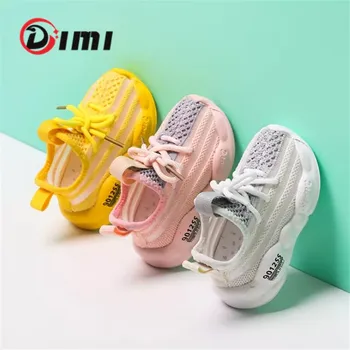 

DIMI 2020 New Autumn Baby Shoes Boy Girl Toddler Shoes Fashion Breathable Knitting Lace Up Soft Bottom Child Sneakers