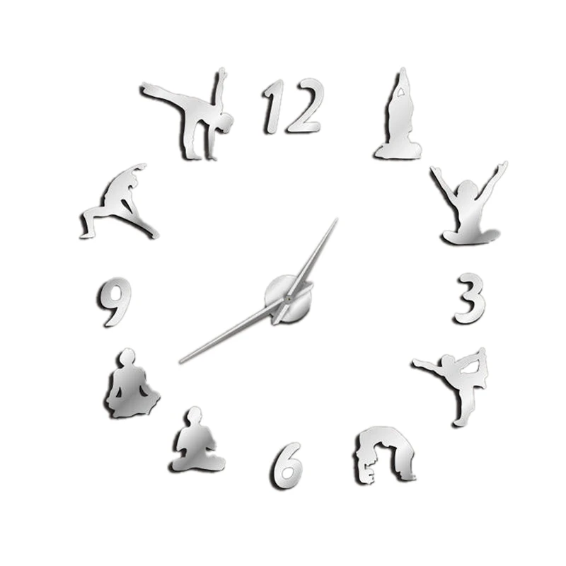 

Yoga Large Wall Clocks Mirror Effect Living Room Diy Wall Clock Meditation Zen Wall Art Home Decoration Frameless Clock