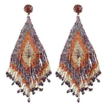

Handmade Beads Long Drop Earrings for Women Girl Ethnic Statement Bohemian Luxury Wedding Dangle Earring Jewelry