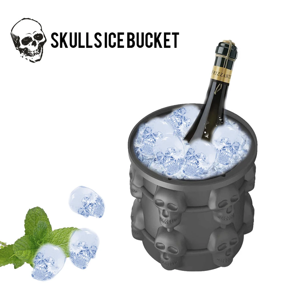 

3D Skull Silicone Ice Maker Bucket Beer Ice Bucket Ice Maker Container for Home Outdoor DIY Ice Maker Kitchen Bar Party Tools