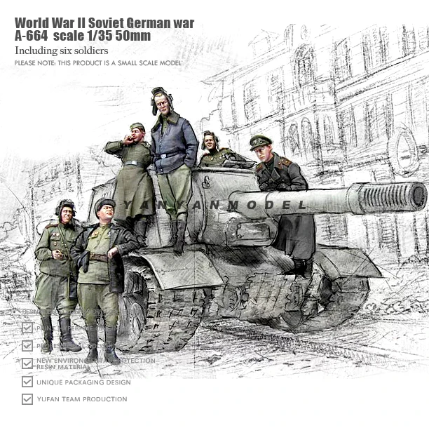 

Модель солдата из смолы 1/35, набор для самостоятельной сборки (6 солдат без резервуаров)