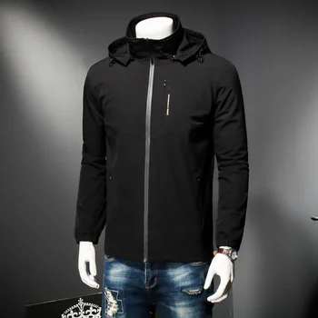 

Men Plus Velvet Jacket Coat Plus Fat plus Size Loose Fat Solid Color Leisure Removable Lian Cap Jacket