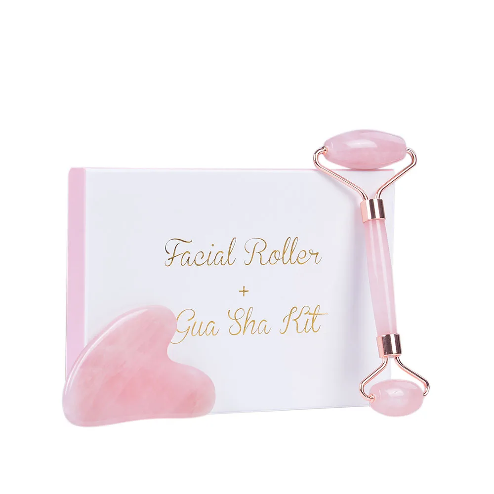 

1Set Natural Jade Board Jade Stone Gua Sha Set Quartz Face Massager Facial Roller Anti Aging Massage for Back Body Neck with box