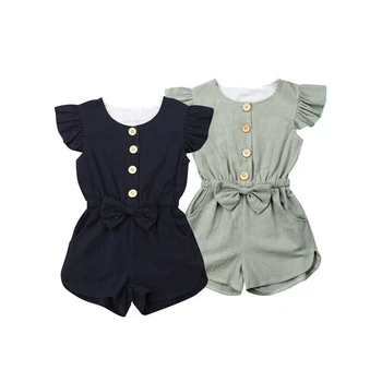 

2019 Summer Toddler Kids Girls Fly Sleeve Cotton Short Romper Bow Jumpsuit Clothes Outfit Sunsuit