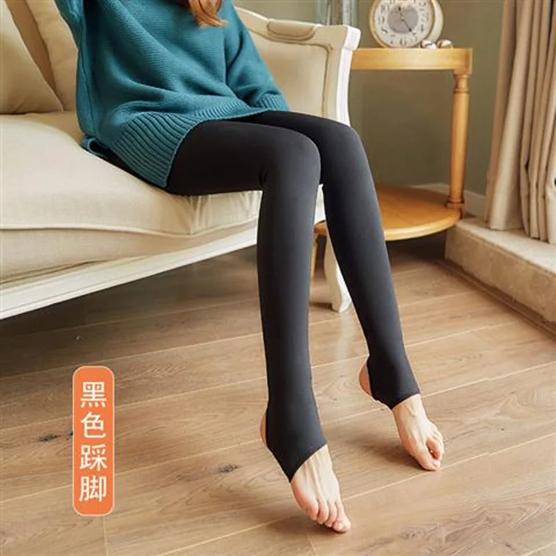 Leggings Women Winter Warm Flannel Thermal Skinny Thick High Elastic Waist Leggings Pants Velvet Female Casual Cashmere Trousers - Color: Black Leg pants 01