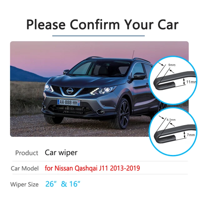 Für Nissan Qashqai J11 2013 ~ 2019 2014 2015 2016 2017 2018 Frontscheibe  Scheibenwischer Auto Wischer Klinge Auto zubehör - AliExpress