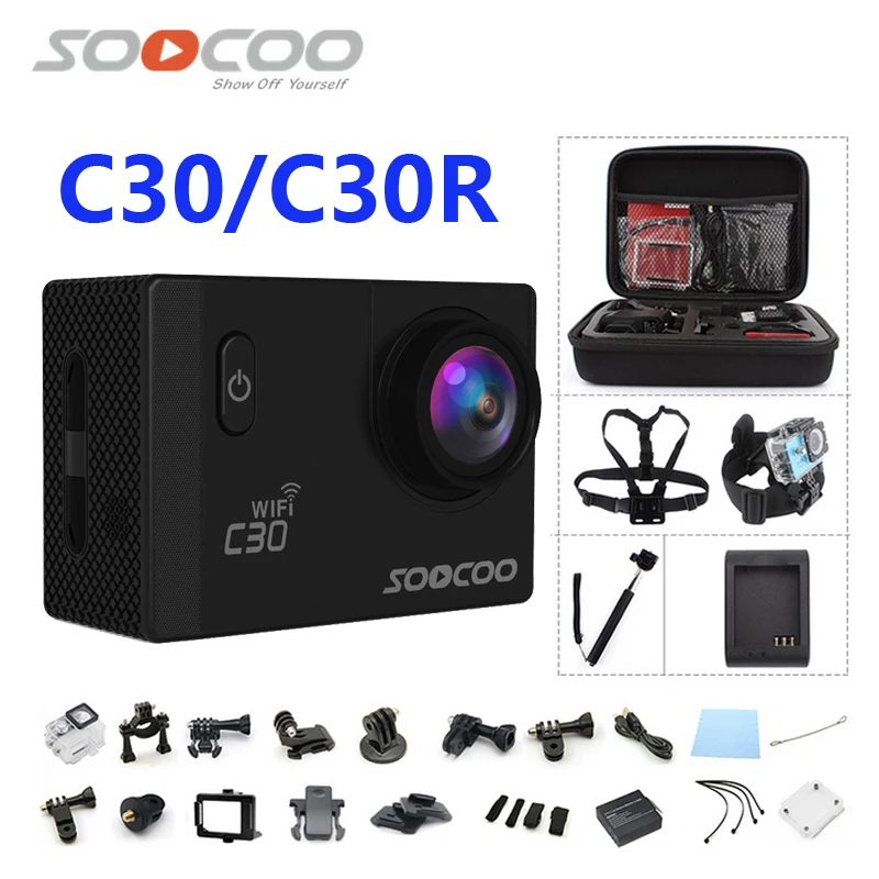 SOOCOO-Cámara de acción deportiva Original C30/C30R, HD, 4K, WiFi, 1080P, 60fps, 2,0 LCD, 170D, deporte go, impermeable