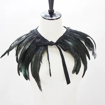 

Adult Gothic style nature feather shawl Victorian Scarf Poncho Wrap Feather neck Halloween Cosplay Costume