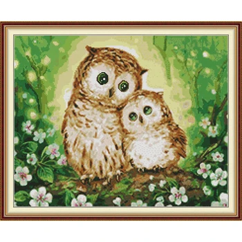 

Everlasting Love Cross Stitch Kits Two Owls 2 Ecological Cotton Printed 11 14CT Holiday Gift Christmas Decorations Easy to Learn