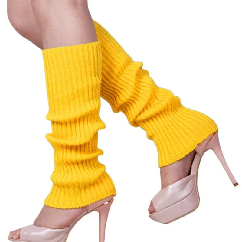 Осень Зима Европейская и американская мода женские трикотажные ножки сплошной цвет яркие шерстяные носки теплые сапоги носки для улицы - Цвет: Y